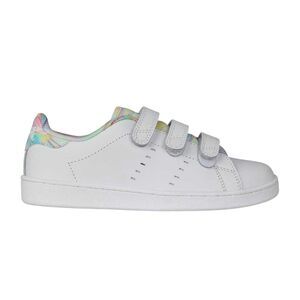 Lonsdale Childrens/Kids Leyton Leather Hook and Loop Flat Sneakers / White/Green